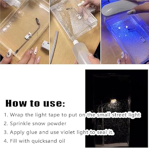 Snowy lamp Pro, Snowy Night Street lamp DIY Materials Street Flowing lamp Snowflake lamp for Family and Kids-Handmade DIY Snow Scenery Street Light, Decor for Boys and Girls (DIY Snow lamp)