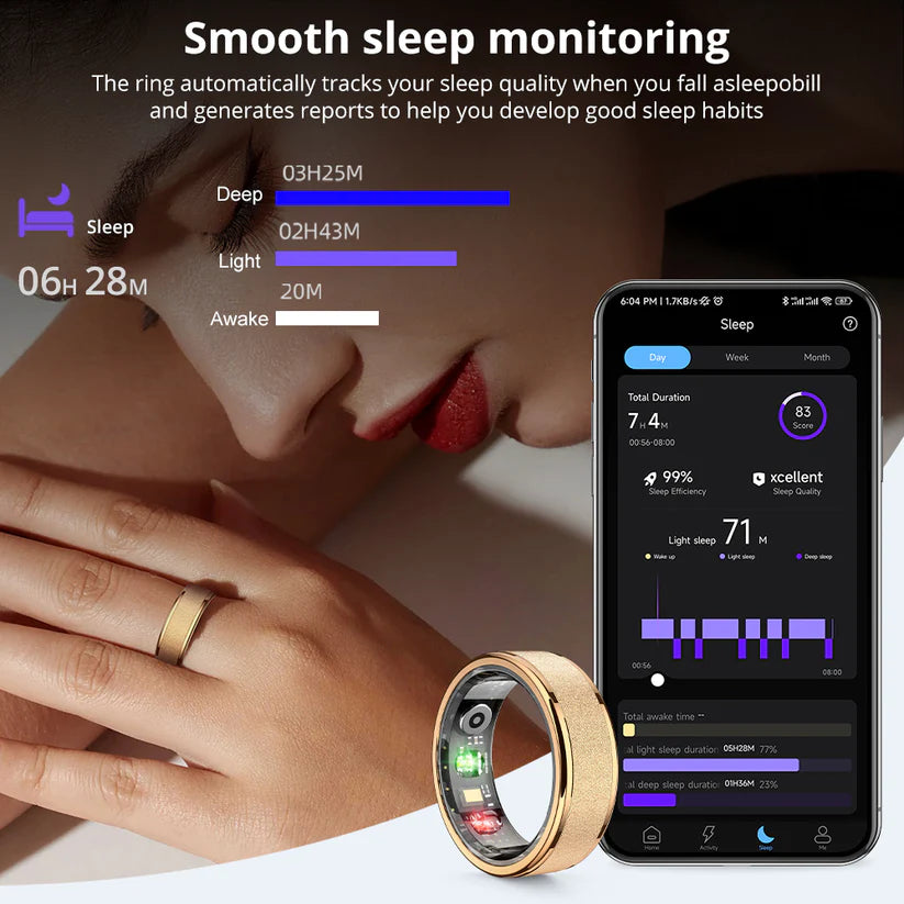 Smart Ring with Charging Case for Men Women, Health and Sleep Monitor, 5ATM Waterproof, Multi-sport Mode
