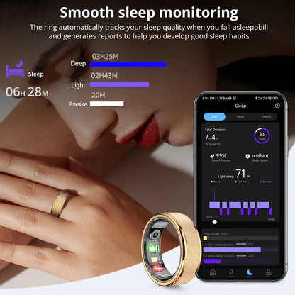 Smart Ring with Charging Case for Men Women, Health and Sleep Monitor, 5ATM Waterproof, Multi-sport Mode