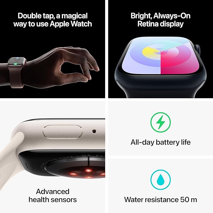 Series 9 Smartwatch [Premium Quality Watch] [GPS + Cellular 45mm] Long-Lasting Battery, Water Resistant- 1 Year Warranty | 15-Days return | Earbuds 2 Free Gift
